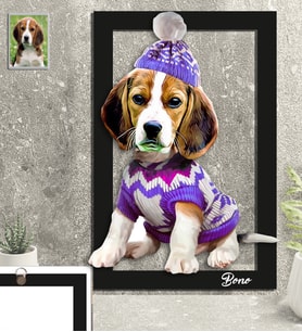 Kişiye Özel Hayvan Karikatürlü Köpek 3D Ahşap Tablo 30x47 Model-5