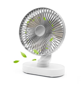 Mini Masaüstü Fan Usb Şarjlı 4 Kademeli Kişisel Otomatik Salınımlı Taşınabilir Soğutucu Vantilatör D77-Silver