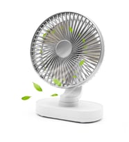 Mini Masaüstü Fan Usb Şarjlı 4 Kademeli Kişisel Otomatik Salınımlı Taşınabilir Soğutucu Vantilatör D77-Silver