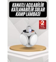 Kamp Lambası Güneş Enerjili Solar 5 Kanatlı Katlanır Lamba Karavan