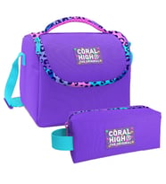 Coral High Mor Leopar Desenli Kız Çocuk Isı Yalıtımlı Beslenme Çantası ve Kalemlik Seti