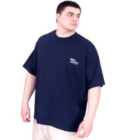Mode XL Büyük Beden Erkek T-Shirt Bisiklet Yaka FAITH U25030 Lacivert