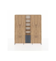Arges Dolap 17 Raflı 4 Çekmeceli 8 Kapaklı 220x30x243 Çam-Çam/Antrasit