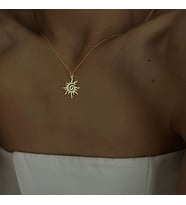Kişiye Özel 925 Ayar Gümüş Tasarım Güneş Figürlü Kolye (Gold)
