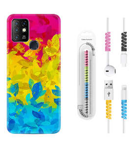 INFINIX Hot 8 9 10 11S Hot 10 Play 10T Kılıf Kablo Koruma Spiral Silikon Yapraklar 1634