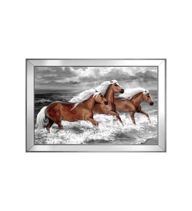 Hayvanlar Temalı Kanvas Tablo 50 x 70 cm Aynalı Silver Çerçeve