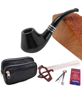 Falconetti Siyah Parlak Sandalwood Bilezikli Ahşap Pipo Seti rc99-takim