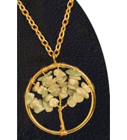 Sertifikalı Gold Aventurin Taşı Hayat Ağacı Kolye - Altın Renk (Çok Renkli)