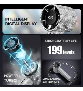 Çeşithane S5 Turbo Fan, Fırçasız Motorlu Şarjlı El Fanı, Dijital Ekranlı Taşınabilir Yüksek Hızlı Mini Fan