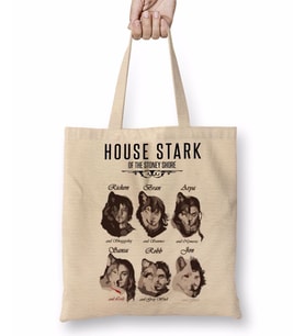 Game Of Thrones Stark Children And Wolves Bez Çanta Uzun Saplı