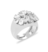 Damla Kesim Beyaz Zirkon Taşlı Silver Renk Free Size 925 Ayar Gümüş Kadın Yüzük