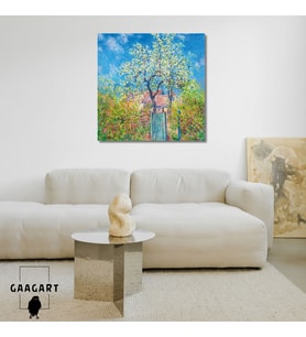 Kare Kanvas Tablo Ünlü Eserler Claude Monet Şeftali Çiçekleri Tablosu