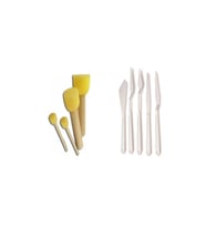 Ponpon Fırça Ve Plastik Spatula Seti