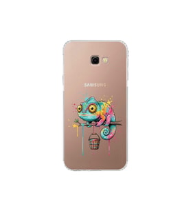 Samsung Galaxy J4+ Plus ile Uyumlu Splash Bukalemun Tasarımlı Şeffaf Silikon Kılıf