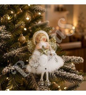 Yılbaşı Kar Meleği Gold Yıldız Desenli 13 cm