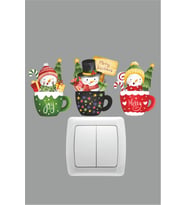 Efekt Reklam Yılbaşı Yeni yıl Christmas Kupadaki Sevimli Kardan adamlar Çocuk Odası Duvar Cam Priz Sticker d2819-3
