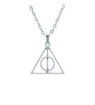 Harry Potter Ölüm Yadigarları Üçgen Erkek Kadın Kolye Antik Gümüş Kaplama - 60 cm Düz Zincir