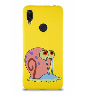 Xiaomi Redmi Note 7 Soft Premier Kapak Salyangoz Gary Tasarımlı Silikon Kılıf - Sarı (Şeffaf)