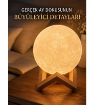 3d Ay Gece Lambası Ahşap Standlı Dekoratif Led Masa Lambası