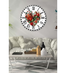 Retro Tasarımlı Duvar Saati 35x35 Cm (Baskılı)