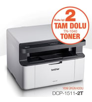 BROTHER DCP-1511-2T A4 Siyah Çok Fonksiyonlu Laser Yazıcı USB 2.0 Demo+1 Tonerli