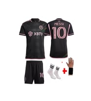 Messi Inter Miami Taraftar Çocuk Futbol Forması 4 Lü Set Yeni Sezon Messi (Siyah)