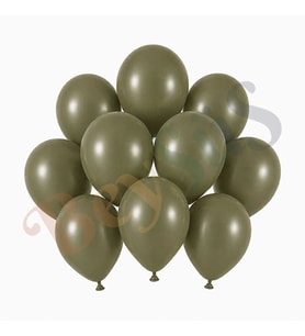 Zeytin Renk Lateks Retro Balon (13 cm) - 10 Adet