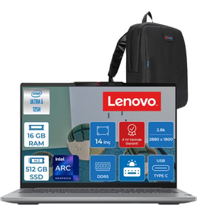 Lenovo Ideapad Pro 5 Intel Ultra 5 125H 16GB 512GB SSD Arc Graphi 14" 2.8k (2880X1800) OLED 400NITS 120hz Freedos Taşınabilir Bilgisayar 83D2005ATRF01 + Zettaçanta