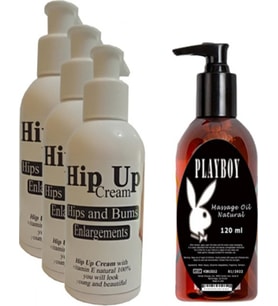 Hintohu Hipup Hip Enlargement Cream Kalça Kaldırma , Vücut Kremi 120 ml 3 Adet+Playboy Masaj Yağı 12