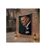 Sivil Mustafa Kemal Atatürk Portre poster Bayrak Raşel Kumaş 100x150 cm ATA50