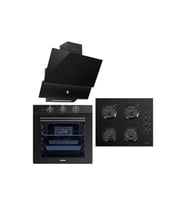 Luxell 88 Litre Süper Kristal Siyah Ankastre Set New Series
