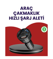 Mey İthalat® 55W PD ve Quick Charge 3.0 Destekli Polygold Araç Şarj Adaptörü
