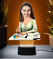 Doğum Günü Hediyesi,Sevgiliye Hediye, Kişiye Özel Fotoğraflı Ressam Karikatür 3D Led Lamba (Beyaz)