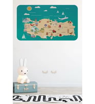Eğitici Ve Öğretici Cocuk Odası Türkiye Haritası Duvar Sticker-60x105-3878