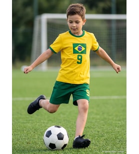 Civil Boys Brazil Baskılı 2'li 10-13 Yaş Takım - Pamuk Forma - Sarı