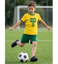 Civil Boys Brazil Baskılı 2'li 10-13 Yaş Takım - Pamuk Forma - Sarı