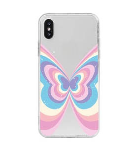 Iphone XS MAX Uyumlu Renkli Kelebek Tasarımlı Şeffaf Telefon Kılıfı