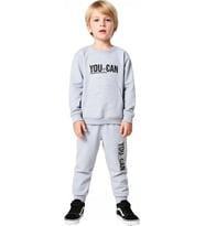 Enerjik Sloganlı Erkek Çocuk Örme Eşofman ve Sweatshirt Seti Kaliteli Şık Rahat
