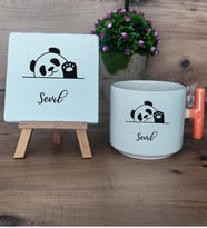 Sevimli Panda Hediye Seti Kupa Bardak T Kulplu ve Dekoratif Taş Arkadaşa Doğum Günü Hediyesi (Model 7)