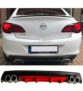 Opel Astra J Sedan Kırmızı Difüzör Çiftli Yuvarlak Egzoz Görünümlü D Tip Difizör