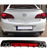 Opel Astra J Sedan Kırmızı Difüzör Çiftli Yuvarlak Egzoz Görünümlü D Tip Difizör