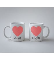 Ebruli Hediyelik Kişiye Özel Sevgili Kupası 2 li Takım