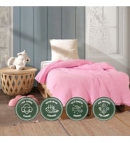 Doğal Organik Pamuk 100x100cm Pembe Renkli Müslin Bebek Battaniyesi 4 Katlı, Cilt  Dostu