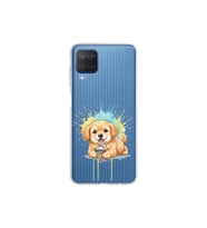 Samsung Galaxy M12 ile Uyumlu Splash Köpek Tasarımlı Şeffaf Silikon Kılıf