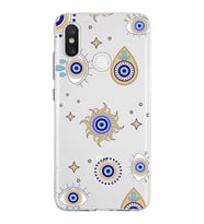 PrintiFy Xiaomi Mi 8 ile Uyumlu 1mm Slim Fit Nazar Boncuğu 5 Baskılı Şeffaf  Kılıf