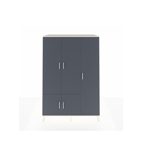 Kronos Dolap 7 Raflı 5 Kapaklı Tek Askılı 132x59x195 Aytaşı-Antrasit/Aytaşı