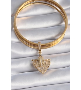 Pirinç Renk Zirkon Taşlı Çapa Model Ajda Charm 5886