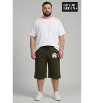 Büyük Beden Erkek N Baskılı Şort Rahat Kalıp Basic Penye 3XL-6XL SPR26BSR591-19