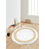 Dijital Baskılı Kaymaz Taban Yıkanabilir Yuvarlak Salon Halısı Koridor Halısı Paspas NDY-SD-1077 (Gold)