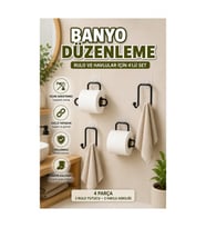 Yapışkanlı Rulo Kağıt Tutucu ve Havlu Askılığı Seti – 4 Parça